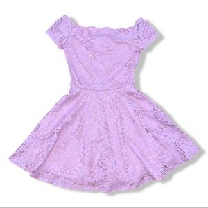 Windsor Off The Shoulder Lace Floral Dress in Pink - Size XS